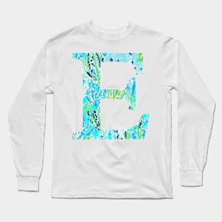 The Letter E Aqua Multicolor Design Long Sleeve T-Shirt